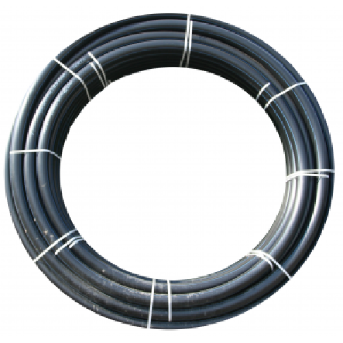 Труба 75х4,5 (бухта 100 м) ПЭ100 SDR17 (1,0МПа), цвет чёрный с голубой полосой, ГОСТ18599-2001 АГП